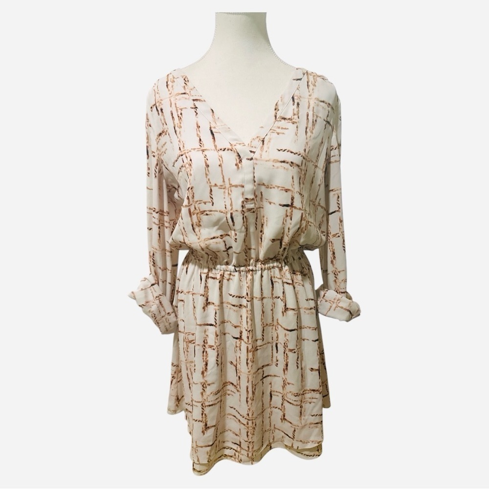White House Black Market Long-Sleeve Geometric Print Dress Size 8 - Picture 5 of 10